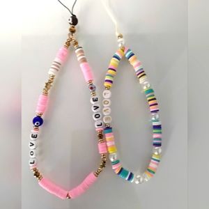 Phone Charms Trendy Beaded Phone Charms set of 2 Colorful Phone Bracelets